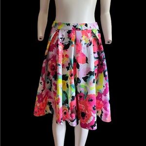 NWOT vibrant floral skirt AQUA made in USA